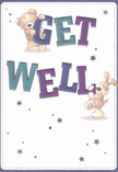Radiating playful warmth, this get well card leaps to life with two adorable characters-a sweet teddy bear and a cheerful puppy-joyfully lifting and balancing the colourful, oversized 'Get Well' letters. The card's hues shift between rich indigo and peaceful teal, standing boldly against a delicate cream background reminiscent of Bloomsbury's airy Georgian interiors. Scattered across the scene, sparkling stars in shades of blue and purple add whimsical notes of hope, their twinkle evoking the magic found in nearby gardens like Coram's Fields. The bear's illustrated fur looks so soft and inviting, the puppy's floppy ears practically begging for a gentle squeeze, conjuring the comfort of heartfelt bouquets given to lift someone's spirits in Bloomsbury. The entire design feels like an embrace-a blend of optimism and compassion crafted for those who need a touch of reassurance during recovery. Alongside a thoughtfully arranged posy, this card becomes more than a greeting-it's a moment of kindness, a burst of gentle encouragement, available from your trusted local Bloomsbury florist.